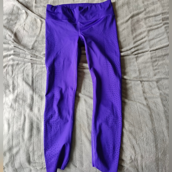 Athleta laser cut Capri leggings xs crop blue - Picture 1 of 3